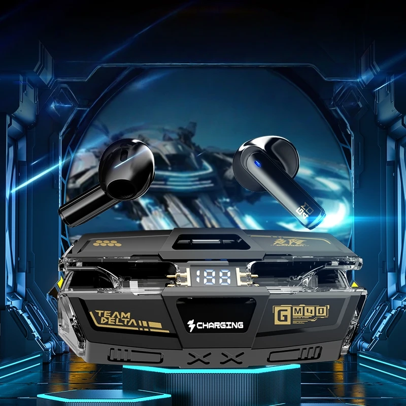 TWS سماعة رأس لاسلكية بلوتوث 5.3 GM40 الكمون المنخفض سماعة الألعاب ستيريو الصوت سماعة حياة طويلة HiFi وضع مزدوج سماعة الموسيقى