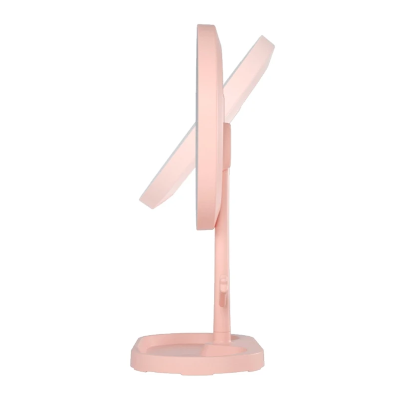 D0AB Настольное зеркало для макияжа со светодиодной подсветкой и крючками на базе USB Перезаряжаемая портативная лампа с зеркало