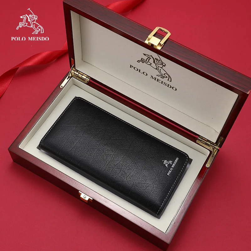 Long Leather Wallet for Men Top Layer Cowhide Luxury Business Multi-Card Slot Wallet Elegant Stylish Durable Money Clip