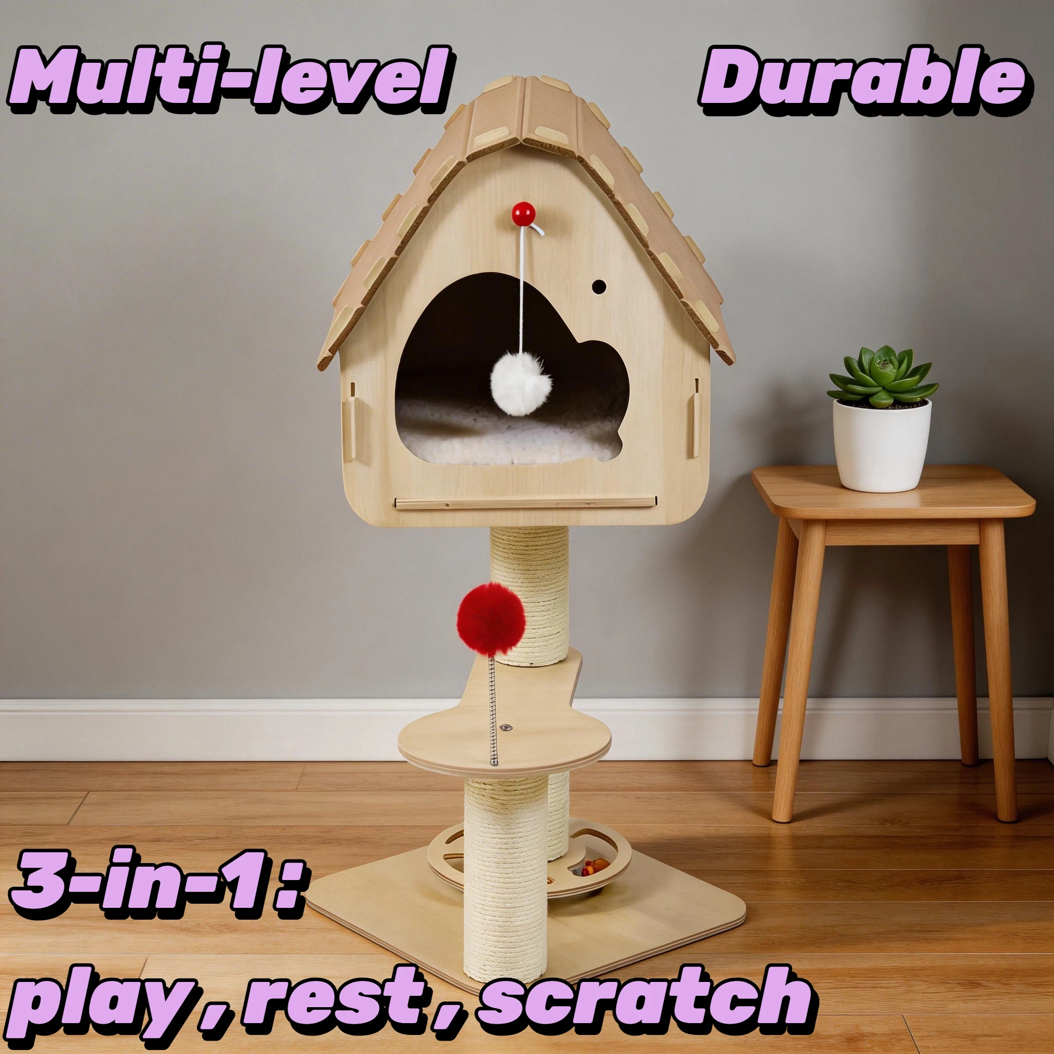 Custom New Sisal Rope Cat Tree Cat Climbing Frame Durable Multi-level Modern Design Luxury Durable Cat House Multi-layer Board O