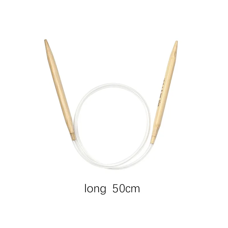 1pc 2.25-8.0mm Natural Bamboo Circular Knitting Needles DIY Women Ring Knitting Double Cusp Crochet Hooks Sewing Tools 50cm long