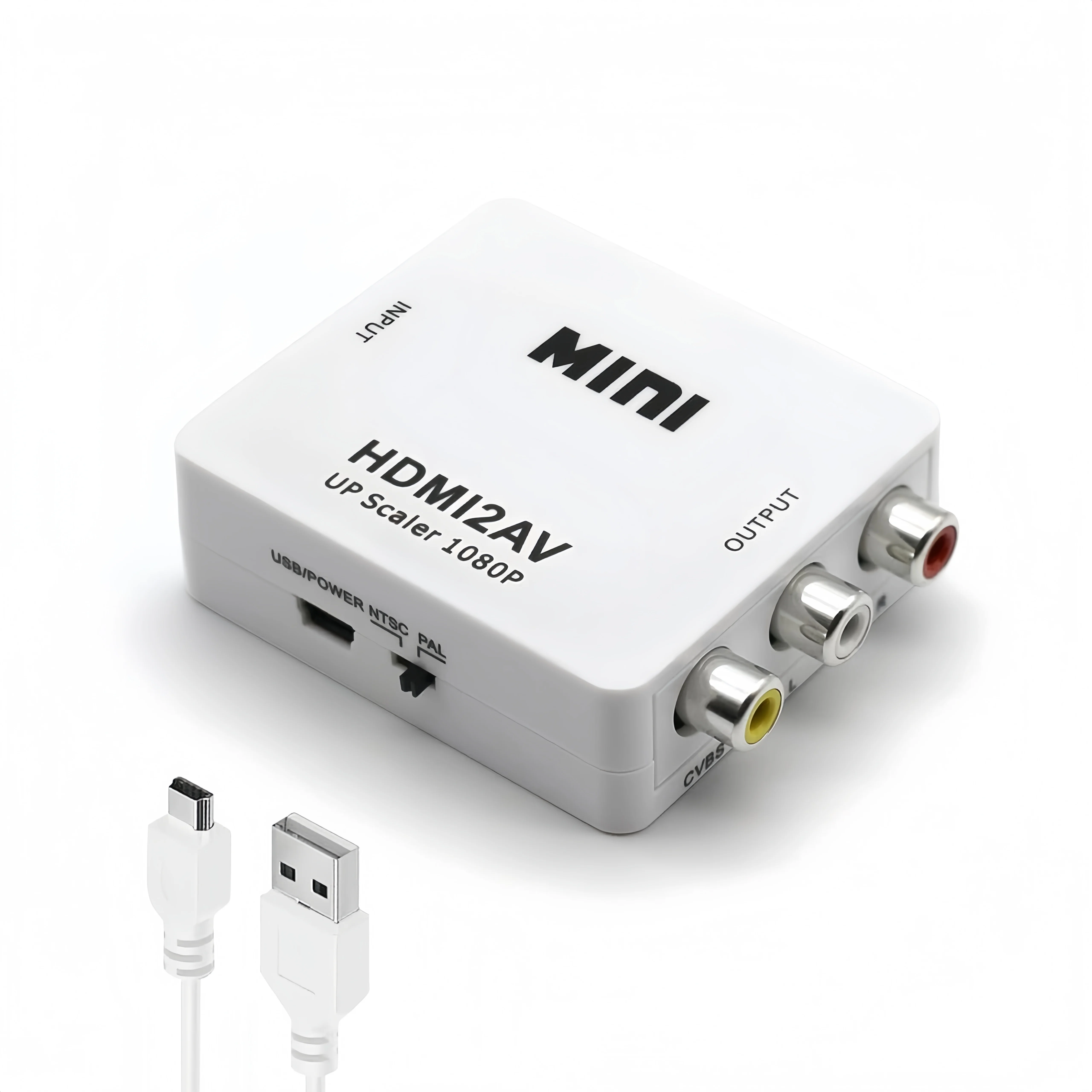 10PCS 미니 HDMI-3RCA 변환기 1080P 비디오 분배기 및 변환기 TV/PS3/DVD/VCR(팔/NTSC)용 CVBS 어댑터 포함
