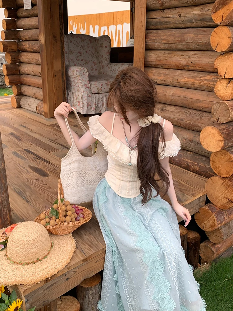 

Rissy Bell Snow Poem Slimming Top Long Skirt Gentle Summer Design Faion Set Women's Premium Clothing 2025 Summer Collection