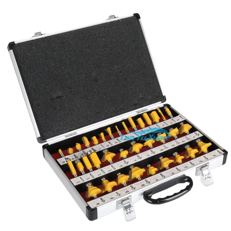 35PCS Router Bits Set Tool  with Carrying Case Woodworking Tools CNC   Milling Cutter for     