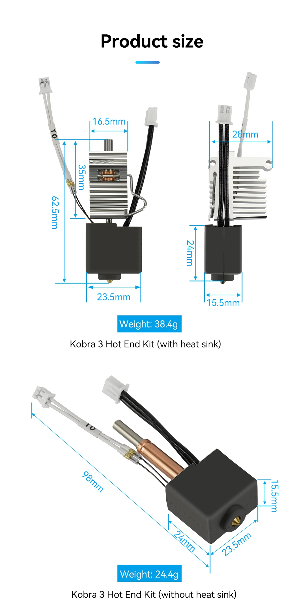 Für Anycubic Kobra 3 Combo Hotend Düse Thermistor Heizrohr 24 V 50 W Heizblock für Anycubic Kobra3 Ersatzzubehör – Detail 4