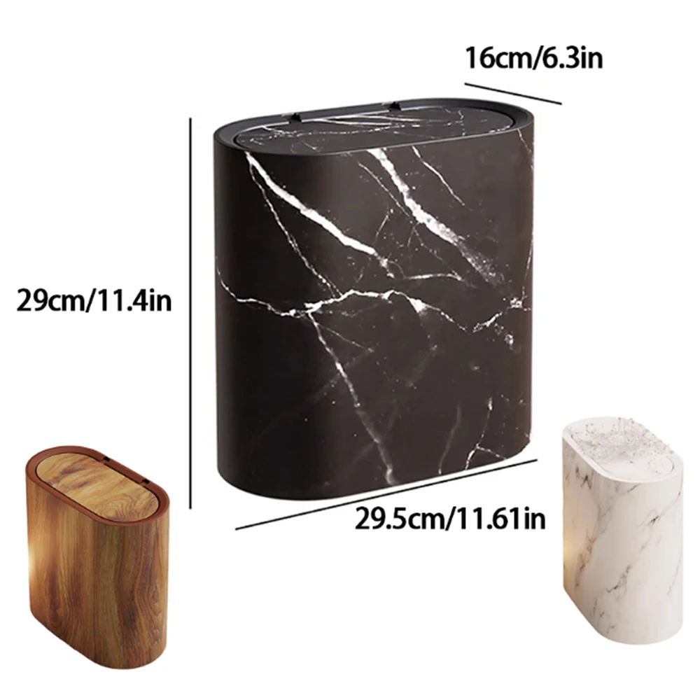 

2025 Новый дом, имитация мрамора, дерева, ручной пресс, мусорный бак для отеля и проживания в семье с крышкой, мусорные баки для кухни, гостиной