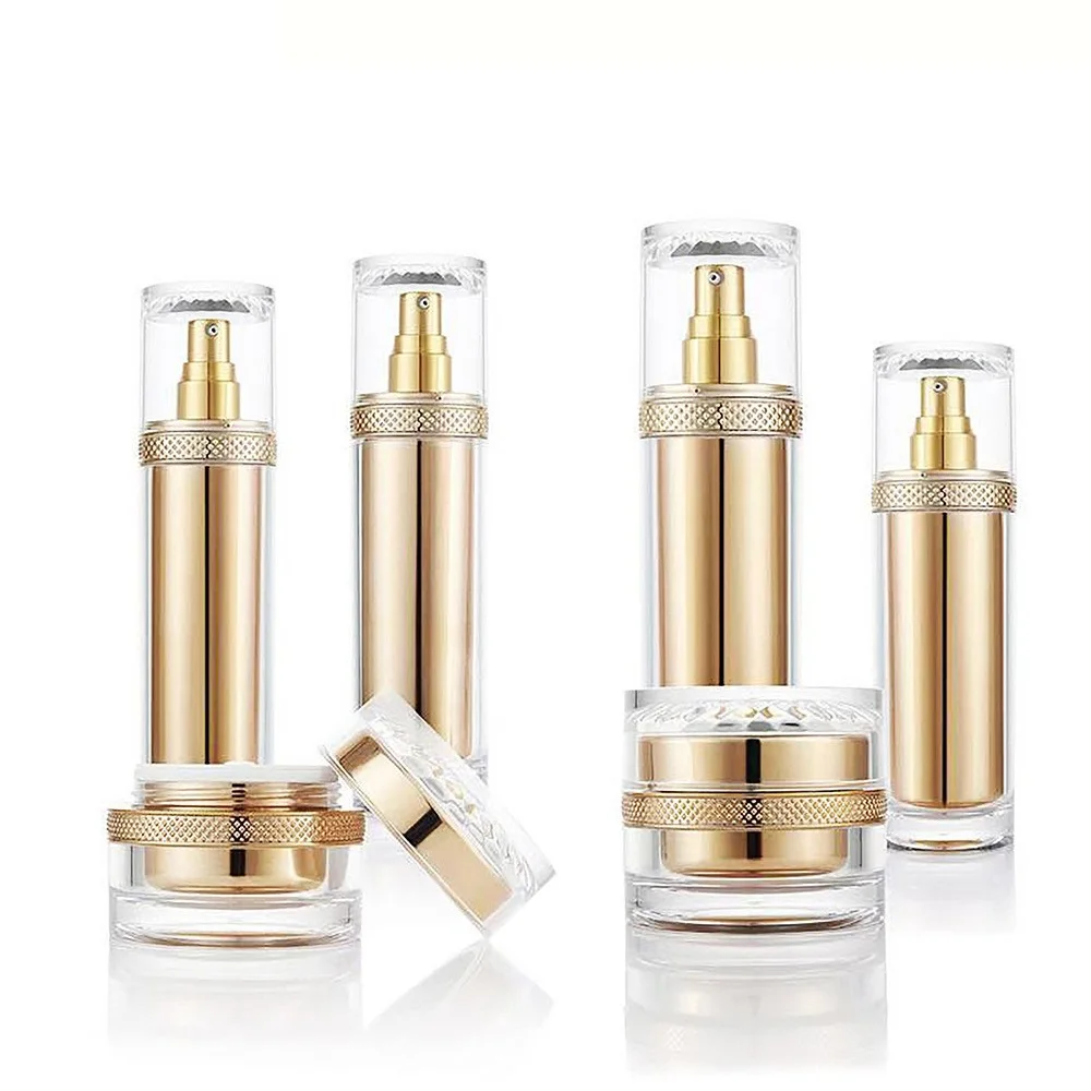 30/50/80/120ml empty Gold Acrylic Lotion Cosmetic Container Essence Acrylic Pump Spray Plastic Bottle Package 30g 50g creams jar