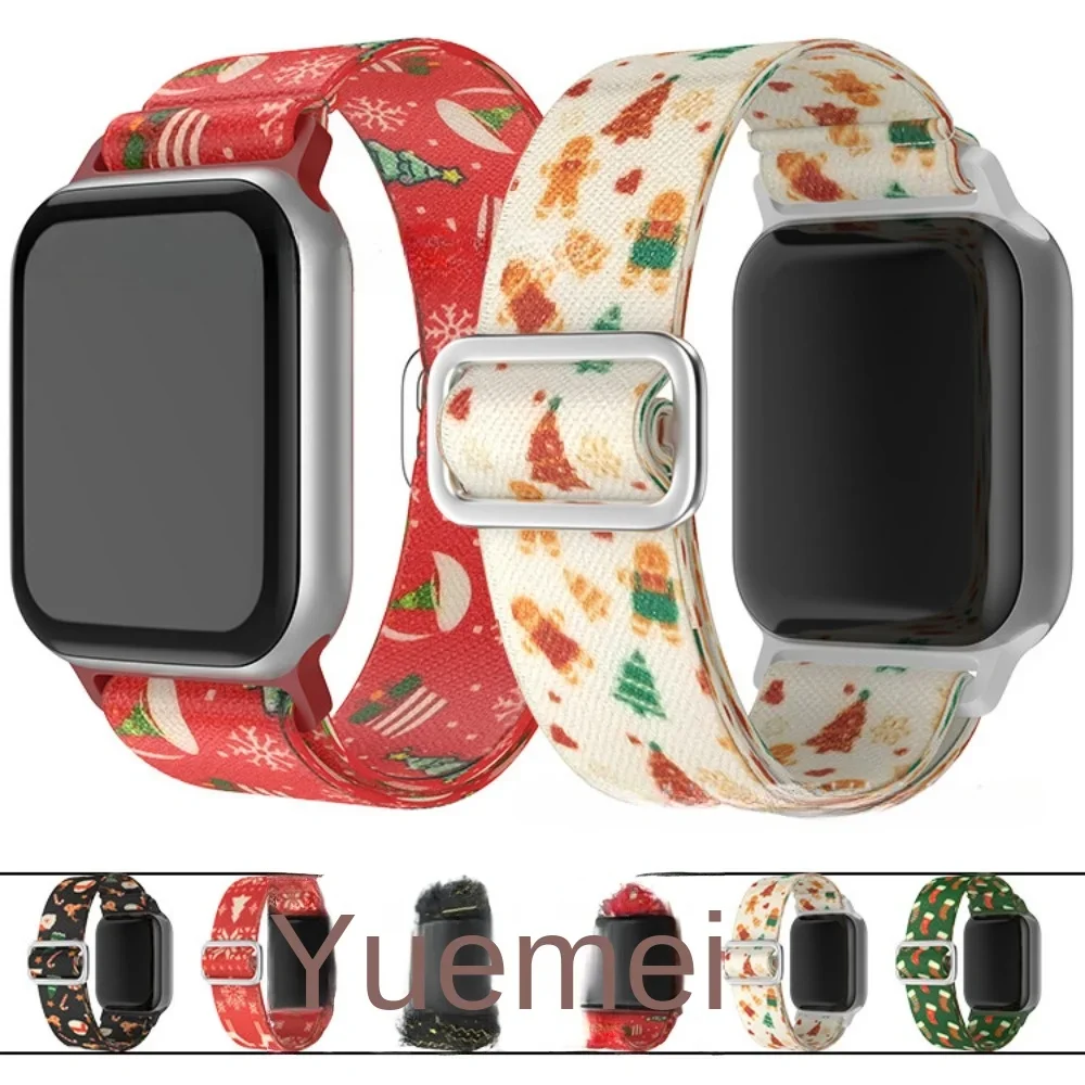 

Watch Bands Suitable for The 1-8th Generation Apple Watch Series Nylon Woven Christmas Models 애플워치 스트랩