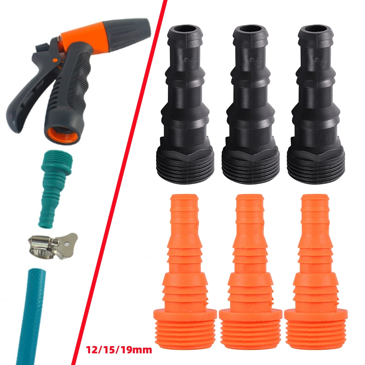 

3-ступенчатые быстрые соединители в форме пагоды, наружная резьба 3/4 дюйма, ID13 мм, 15 мм, 19 мм, шланговые многостворчатые быстроразъемные соединения, фитинг для водяного пистолета, 1/10 шт.