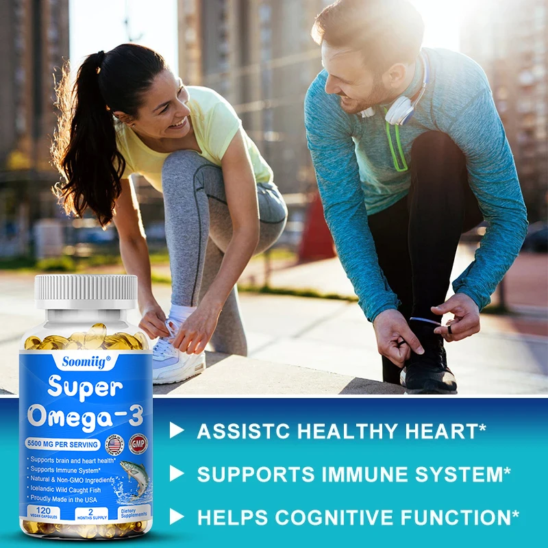 Omega 3 Fish Oil - with DHA & EPA - Supports Brain, Nervous System, Cardiovascular, Skin Health, Antioxidant - 120 Capsules