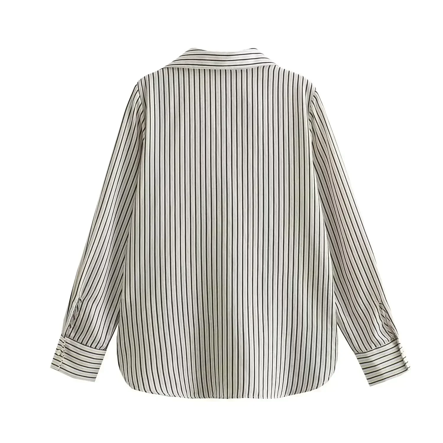 Women 2023 New Fashion Versatile style Striped casual Blouses Vintage Long Sleeve Button-up Female Shirts Chic Tops