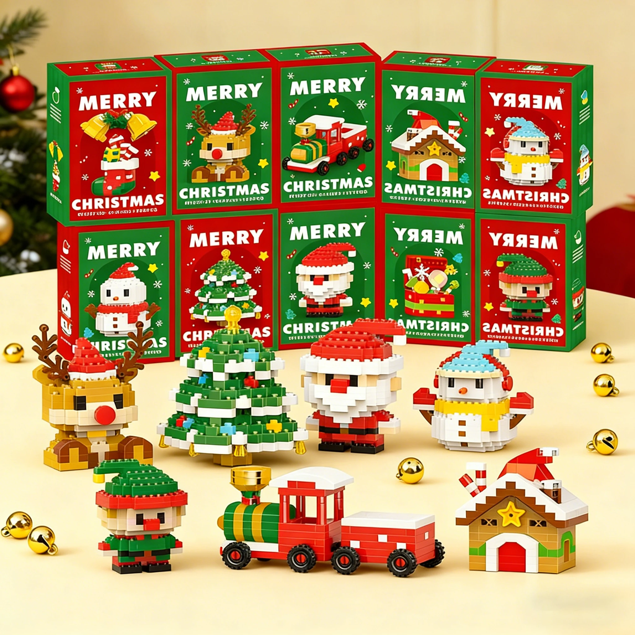 

Christmas Gifts Micro Building Block Series Santa Claus Reindeer Puzzle Assembly Bricks Table Decoration Toys for Kids New Year