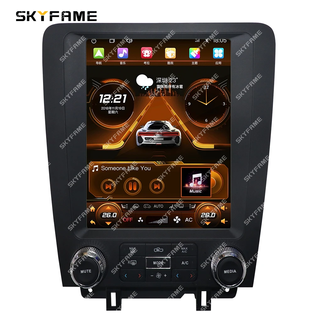 SKYFAME Car Frame Fascia Adapter Canbus Box Decoder Android Radio Dash Fitting Panel Kit For Ford Mustang