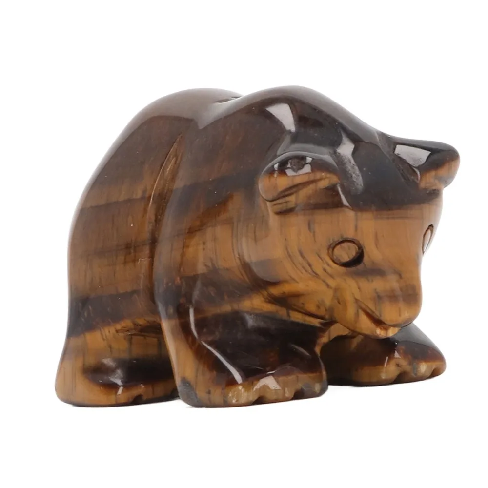 1pcs 1.5in Crystal Bear Statue Polished Finish Yellow Tiger Eye Tiger Eye Bear Figurine Hand-Carved Animal Sculpture Home Room