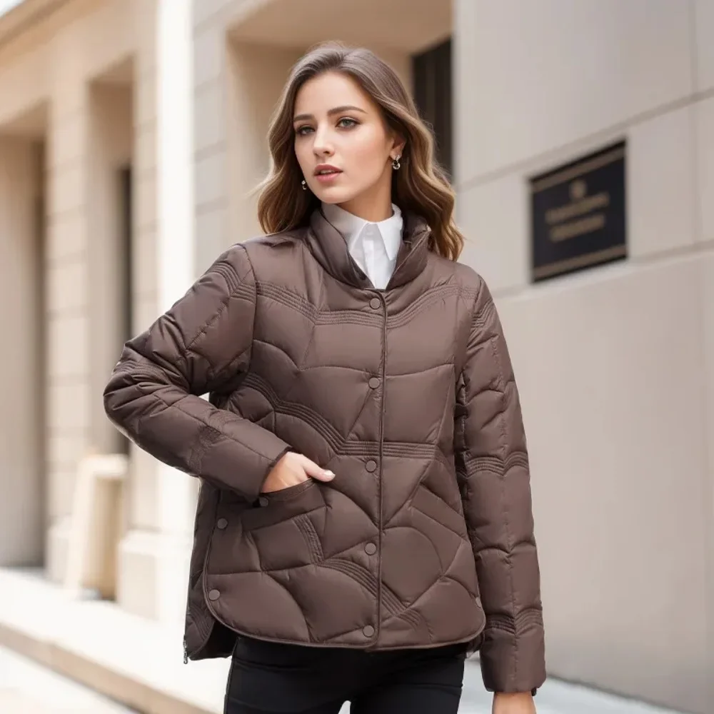 Women Jackets 2024 New Female Fashion Stand Collar Lightweight White Duck Down Coat Autumn Winter Fashionable Outerwear