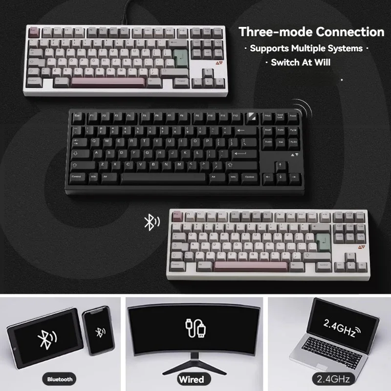 Luminkey80 Aluminum Mechanical Keyboard Wireless Tri-mode Gasket Hot-Swap Custom CNC Anodic 88key Office Gaming Keyboard Gift