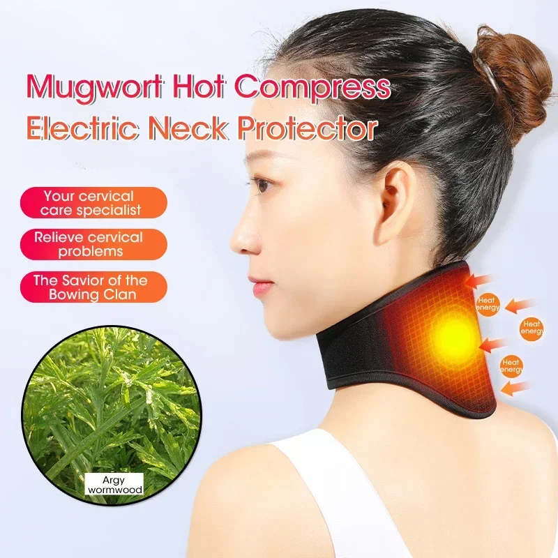 

USB Electric Neck Brace Heated Charging Warmer Band Pain Relief Wristband Wrap Herb Heated Warmer Neck Brace 1PCS