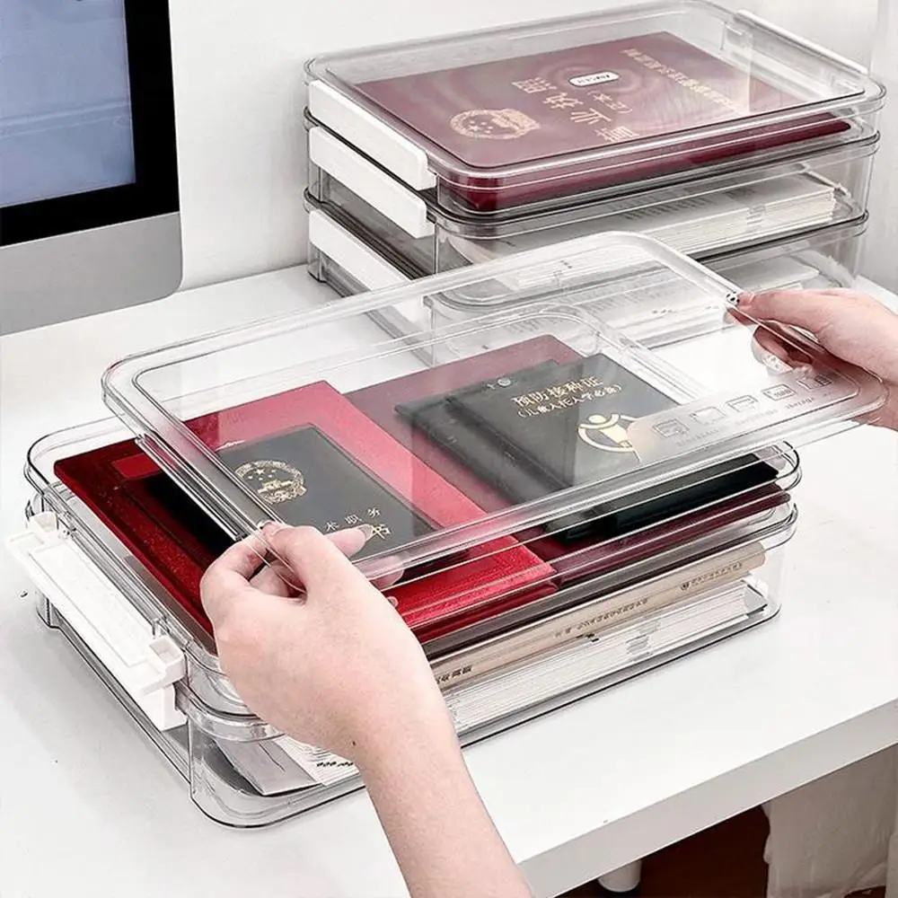 New Transparent Acrylic Desktop Paper Storage Box A4 File Document Exam Paper Organizer Household Dust Proof Card Holder Case