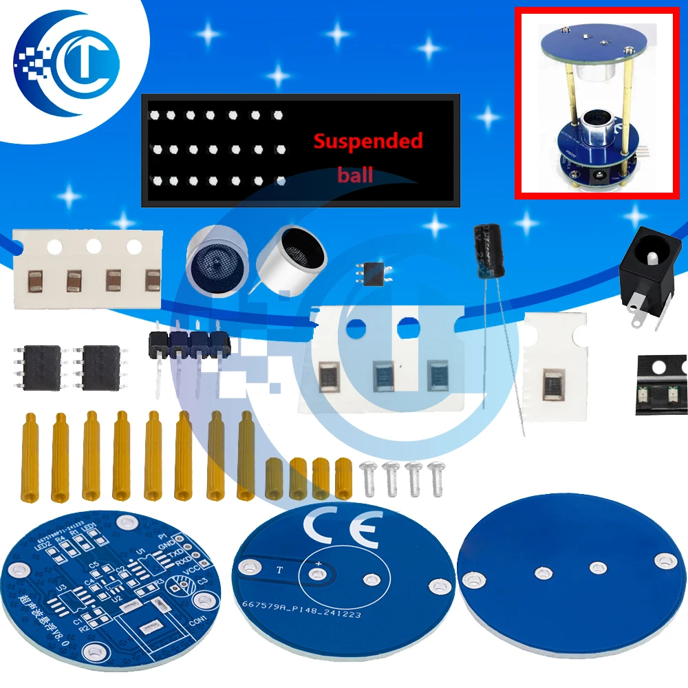 DIY Ultrasonic Levitation Kit Floating Standing Wave Controller DIY Soldering Electronic Components Kit Acoustic Suspension 12V