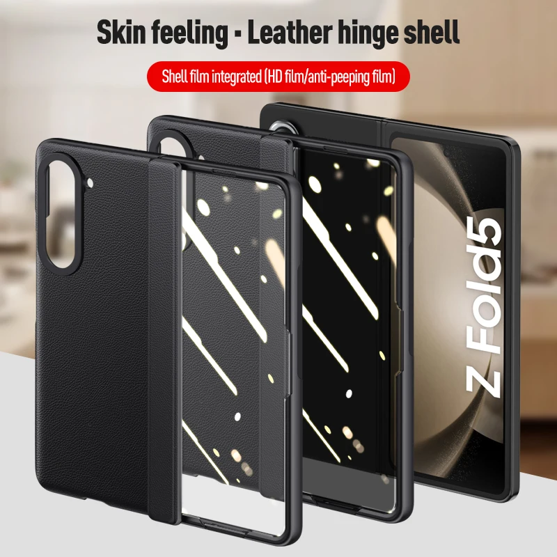 For Samsung Z Fold5 - Pioneer Series Skin-Feel Leather Texture Hinge Case (without stand) Phone Protective Case