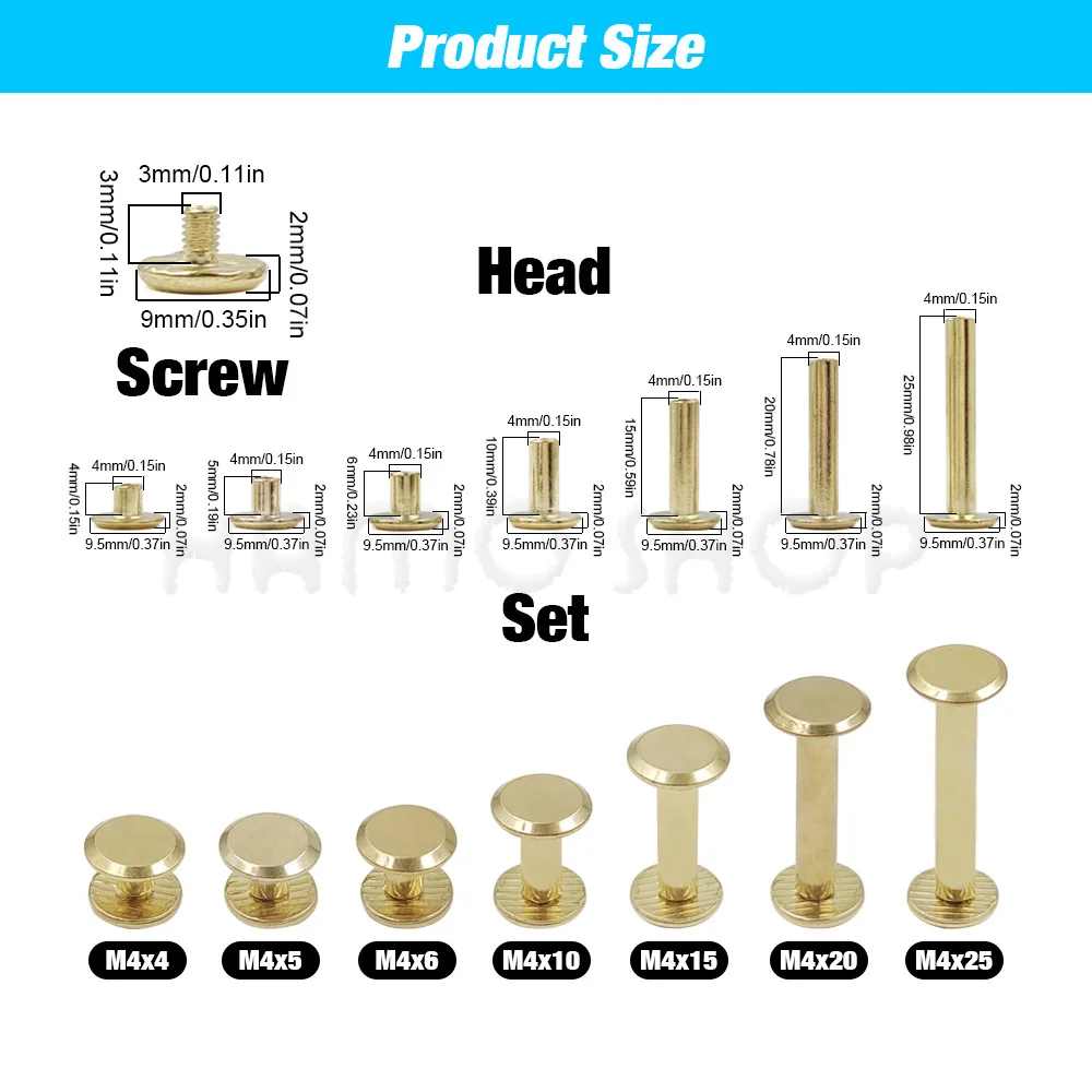 10PcsหนังหัตถกรรมชิคาโกสกรูSolidรอบหัวเล็บStuds Rivets Boltสำหรับกระเป๋าเดินทางสายคล้องกระเป๋ารองเท้าเข็มขัดตกแต่ง