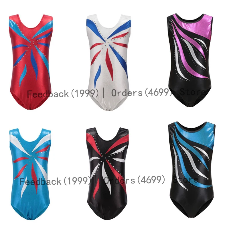 Girls Summer Sleeveless Tank Rhinestones Latin Dance Costume Kids Fancy Comfortable Breathable Gymnastics Sportswear Jumpsuits