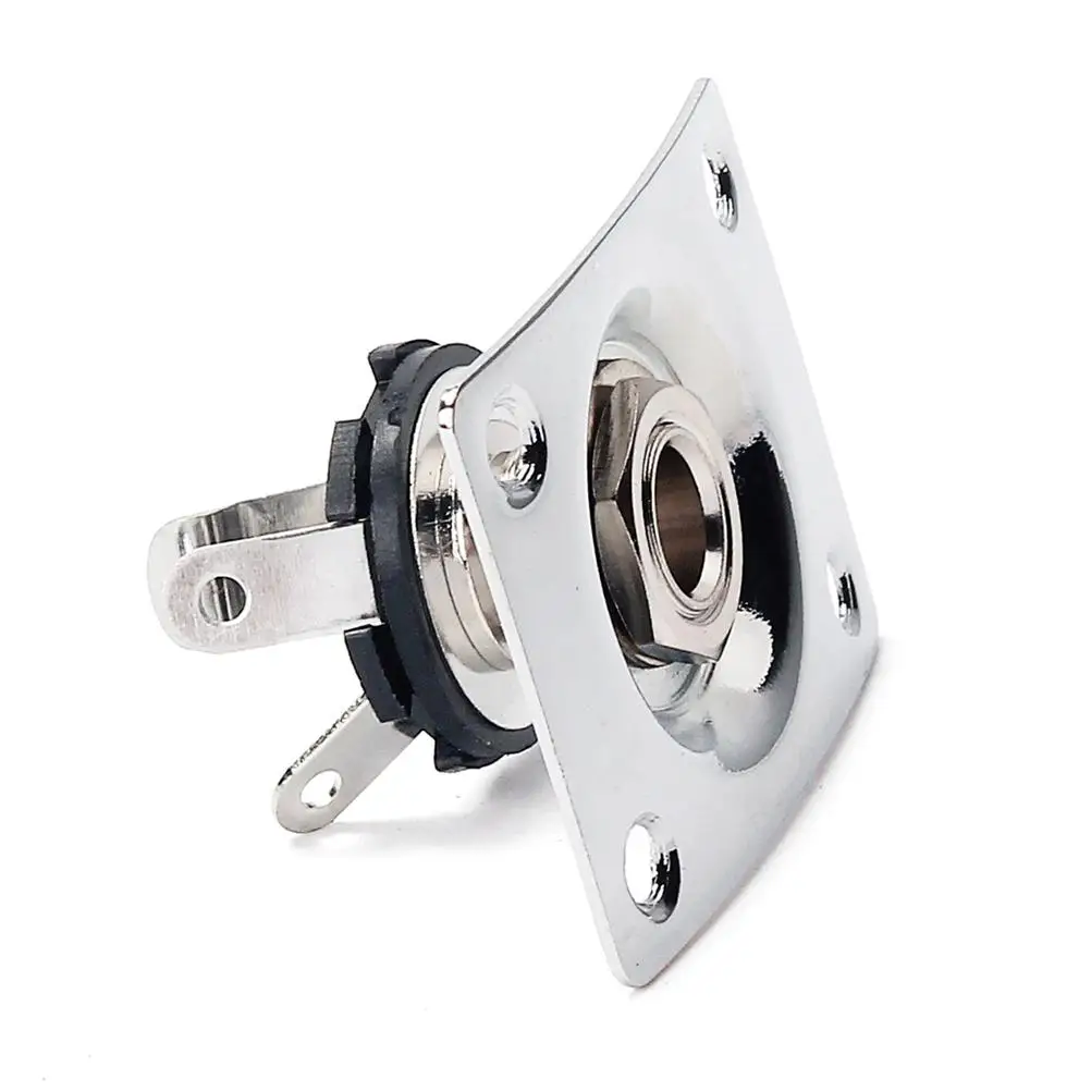 

Copper Socket Electric Guitar Bass Jack Plate Plug Input Output Endpin 1/4 Inch Durable Chrome Plating Screw Installation
