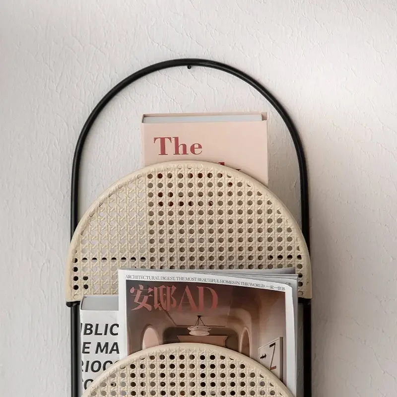 Nordic Ins Wall Porch Storage Vitrina  Rack Hanging Wall Storage Magazine Rack Iron Bookshelf Newspapers Book Bookshelf Storage