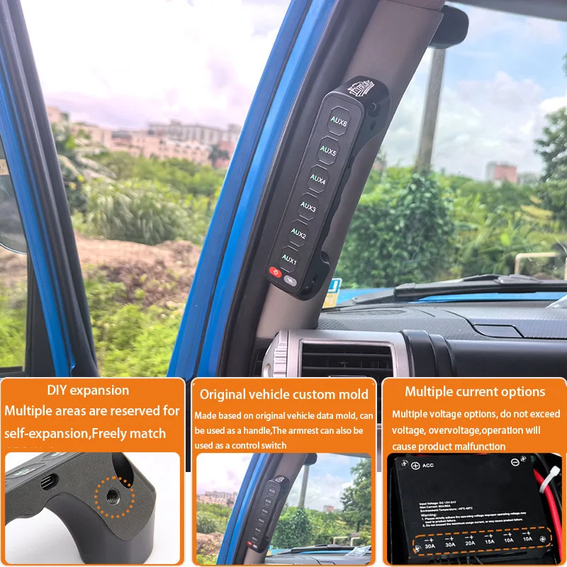 For Toyota FJ Cruiser dedicated A-pillar handle modification expandable wireless remote 6-channel spotlight switch armrest
