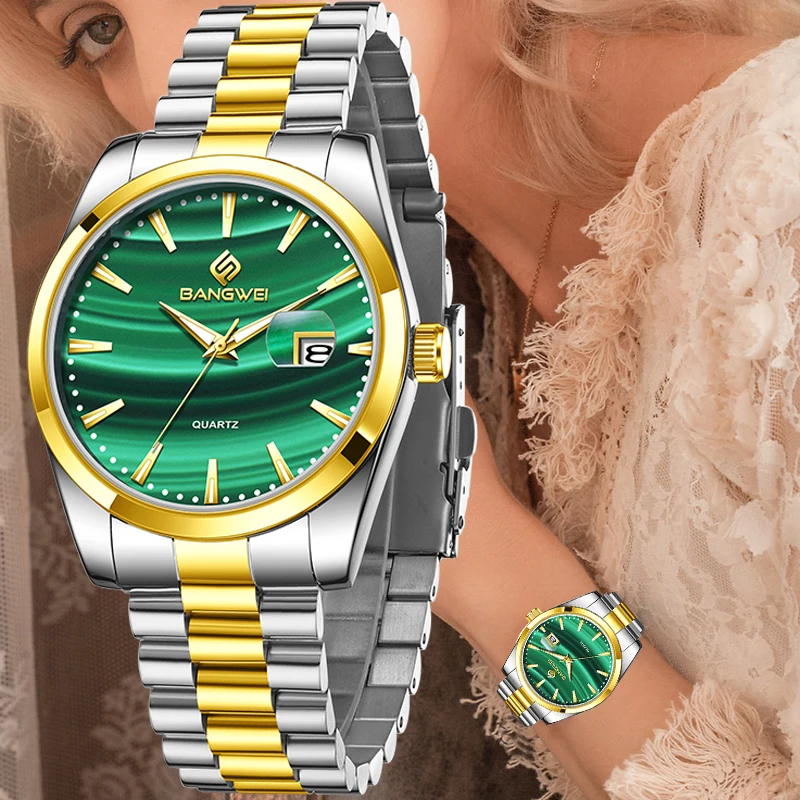 

BANGWEI 2025 Women's Watch Fashion female waterproof watches Elegant stainless steel luminous Watches for Women relogio feminino