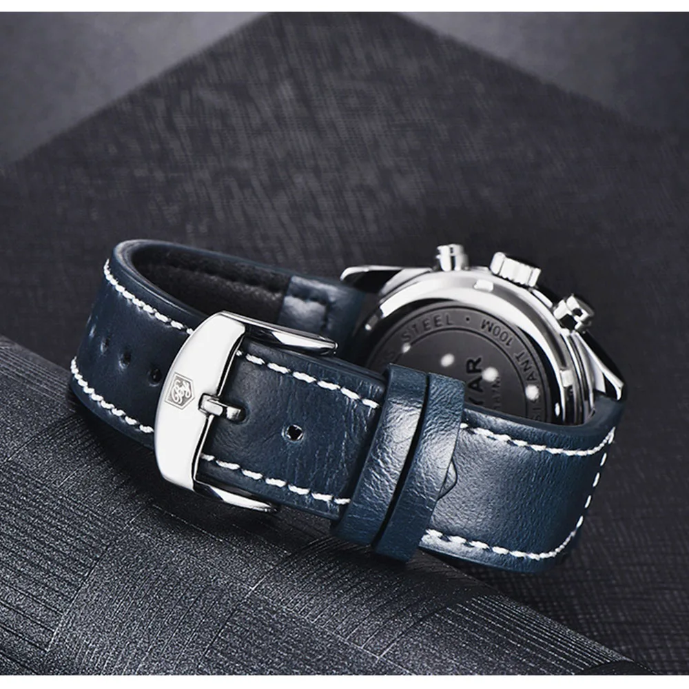 2023 جديد رجال الأعمال ساعة متعددة الوظائف كوارتز ساعة اليد المعدنية عززت الزجاج مرآة مقاوم للماء 100 مللي متر