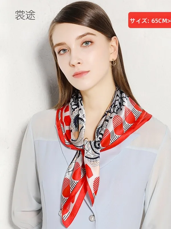 本物のシルクスカーフ女性の小さな正方形マルベリーシルク秋薄いシャツ襟スカーフネックウォーマーアクセサリーギフト母ギフトボックス