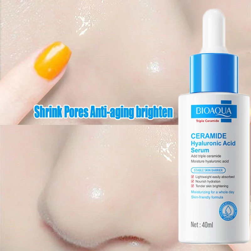 

Ceramide Hyaluronic Acid Serum Anti Aging Fade Fine Lines Tighten Pores Improve Melanin Pigment Dull Moisturizer Brighten Care