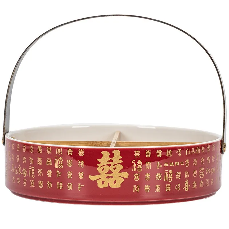 

Sigong grid dried fruit box engagement pastry ceramic basket table decoration table