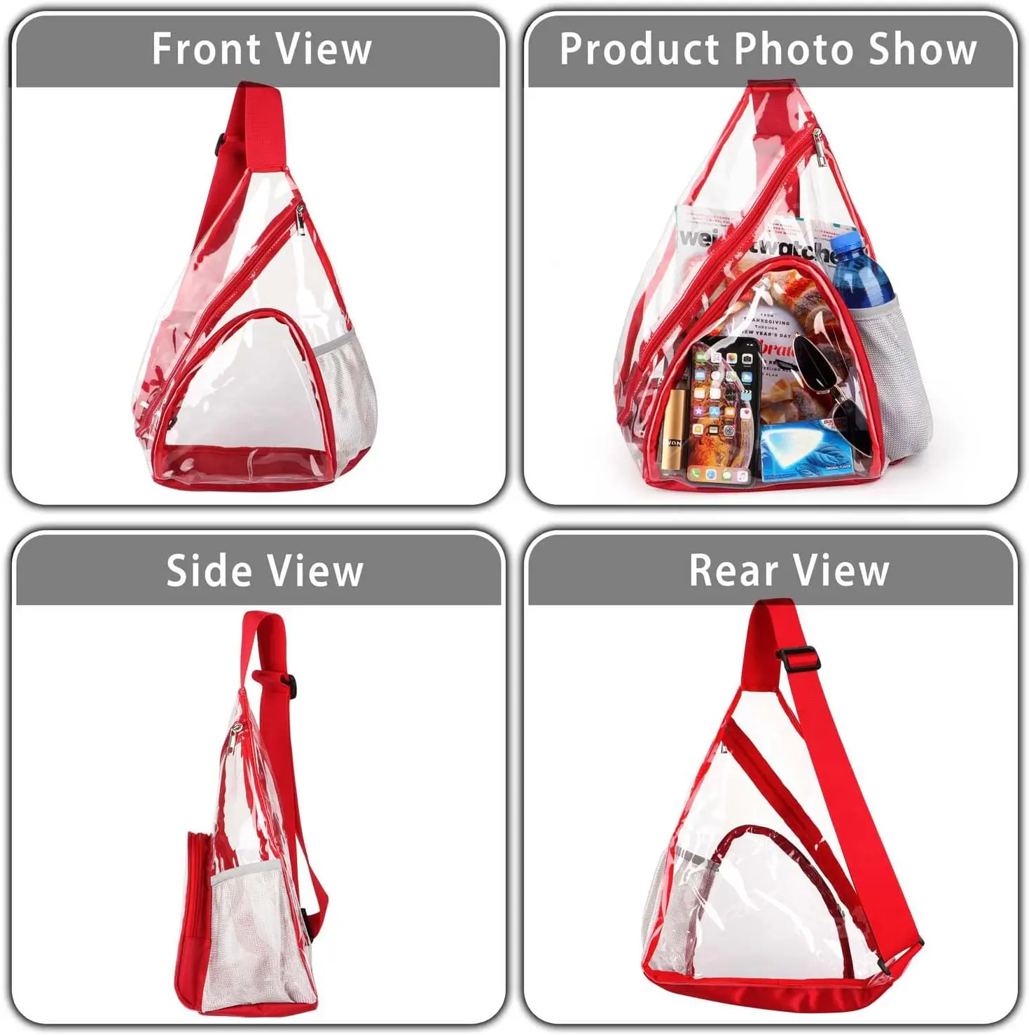 HULISEN Clear Sling Bag, Clear Bag Stadium Approved, Transparent Shoulder Crossbody Backpack Chest Casual Daypack