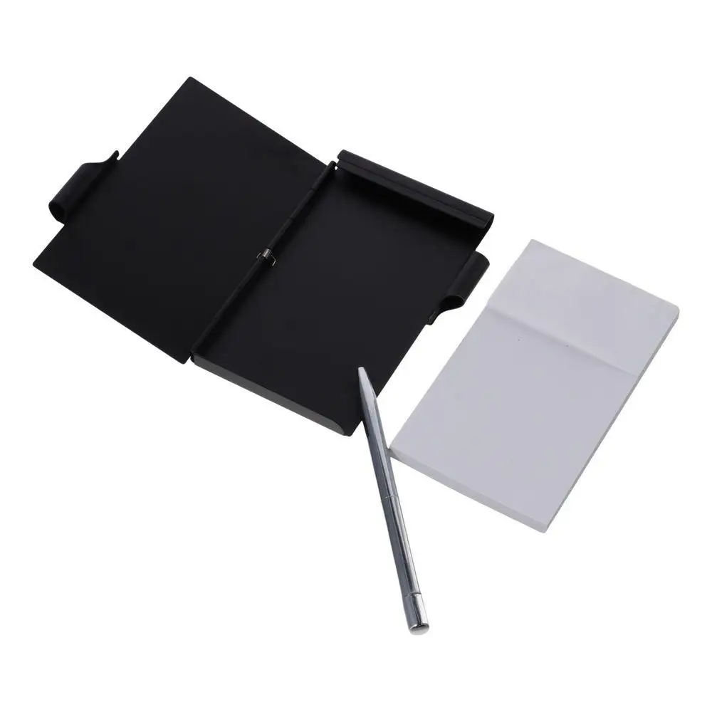 Metal Pocket Notebook Portable with Pen and Refillable Paper Mini Notepad Aluminum Travel Notepad with Pen Holder