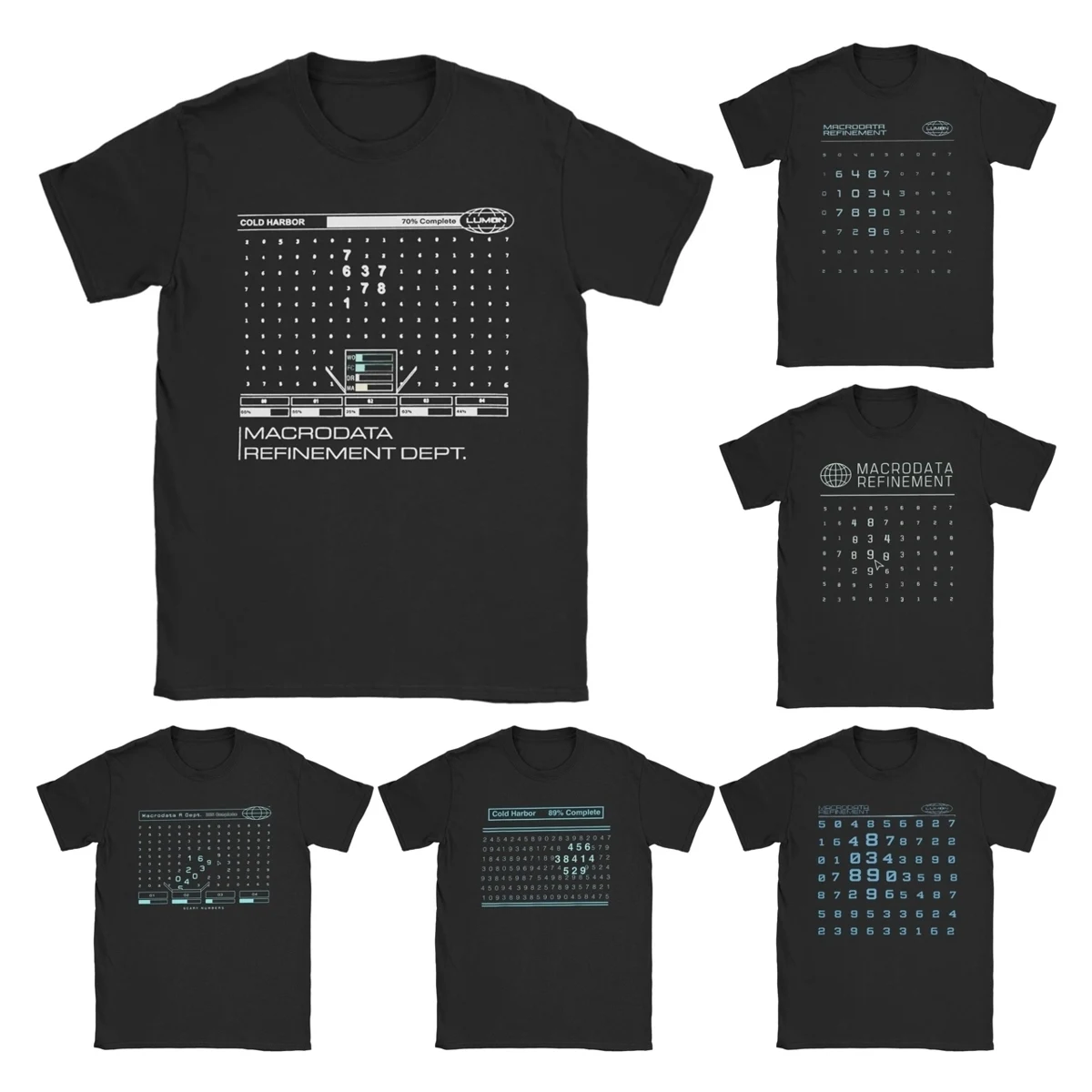 Vintage Severance Lumon Industries MDR 70 % T-Shirts für Herren, Rundhalsausschnitt, 100 % Baumwolle, gruselige Zahlen, kurzärmelige T-Shirts, Party-Tops