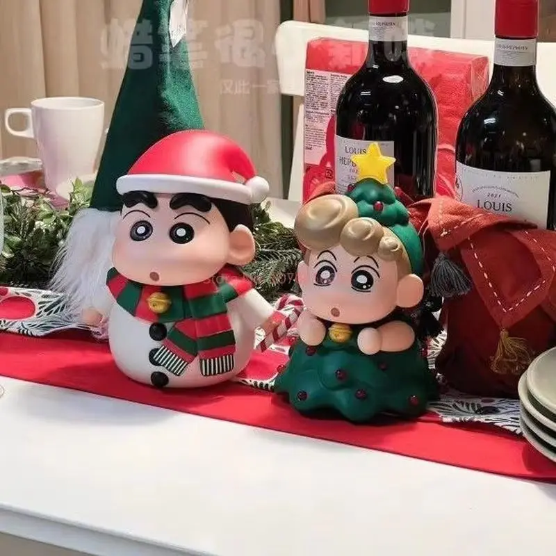 Crayón de Navidad Shin Chan muñeco de nieve hecho a mano árbol de Navidad girasol lindo regalo de Navidad de escritorio