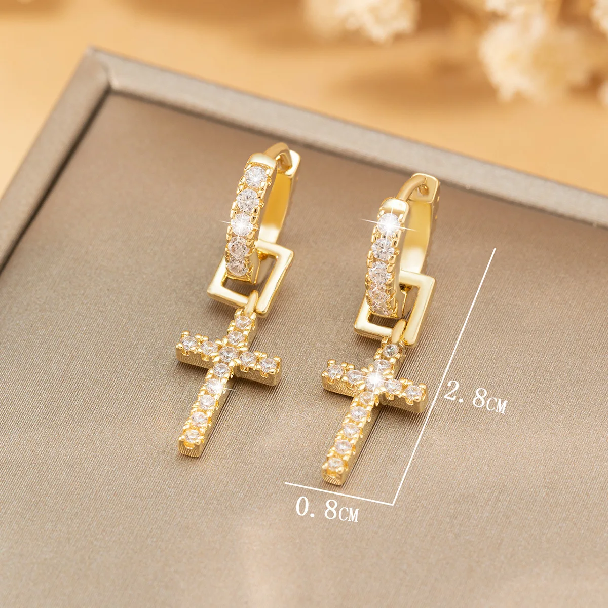 Zircon Cross Dangle Earrings For Women Girls Stainless Steel Cross Earring 2025 Trending Couple Wedding Aesthetic Jewelry Aretes image 5