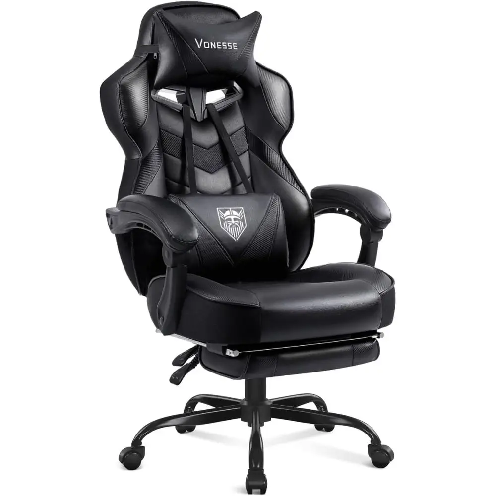 Ergonomic High-Back Office Chair with Footrest and Massage, Plush Spring Cushion, Big and Tall Reclining Computer Chair with Lum