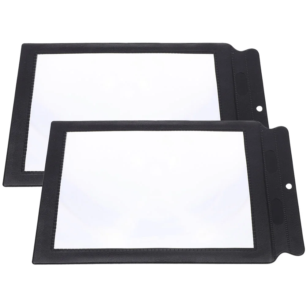 2 Pcs Black Border Magnifying Glass Full Page Magnifier Soft Surface Reading Tool Pu Elder