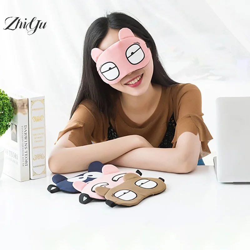 Cartoon Expression Eye Mask Soft Funny Sleeping Mask Cover Travel Relax Eye Band Eyepatch Aid Kids Protective Blindfold