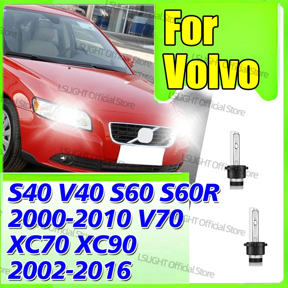 

2x HID D2 D2S 6000K 8000K 10000K For Volvo S40 V40 S60 S60R 2000-2010 V70 XC70 XC90 2002-2016 Xenon Headlight Bulbs 35W DC 12V
