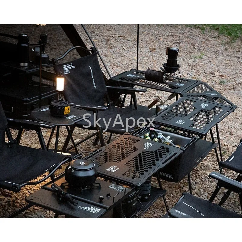 Foldable Aluminum Camping Table & Chair Set - Multifunctional Portable Lightweight Compact Kitchen Gear  Outdoor Picnic  Camping