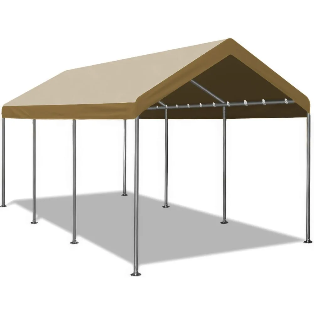 

Carports 10x20 ft Heavy Duty Carport, Outdoor Potable Garage with 4 Adjustable Height 8.7 ft to 10.2 ft, Carport Canopy Anti UV