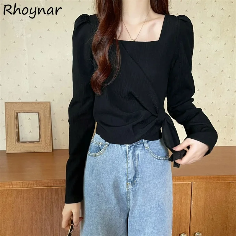 

Блузка женская с длинным рукавом и квадратным вырезом, на осень