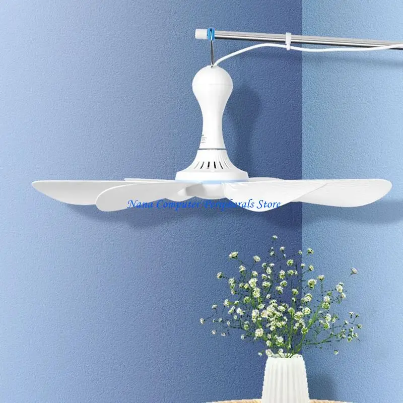 F68C 16.5'' Ceiling Fan USB 5V Hanging Fan Canoy for Home Bedroom Office Dorm Cooler 16.5in Silent Power Saving