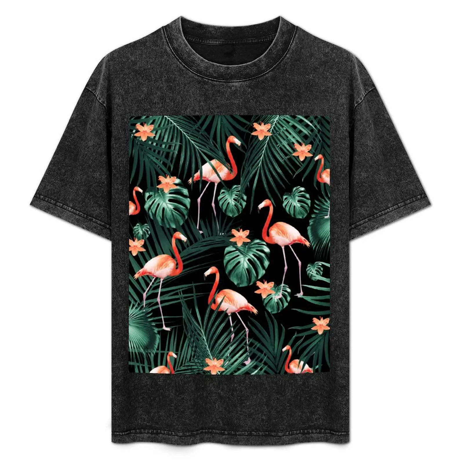 

Tropical Flamingo Floral Night Pattern #1 #tropical #decor #art T-Shirt blacks man t shirt Man t-shirt Men's t shirts
