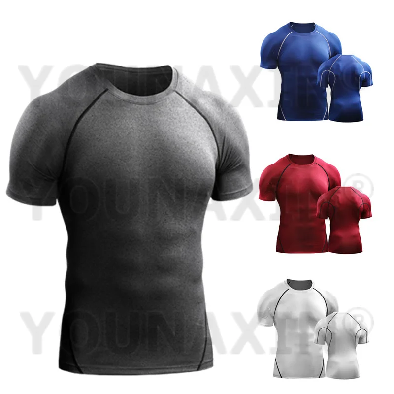 

Men's Basketball Sportswear Skinny Running Yoga Fitness T-shirt Tight Short-sleeved Cycling Training Top M L XL 2XL 3XL 4XL