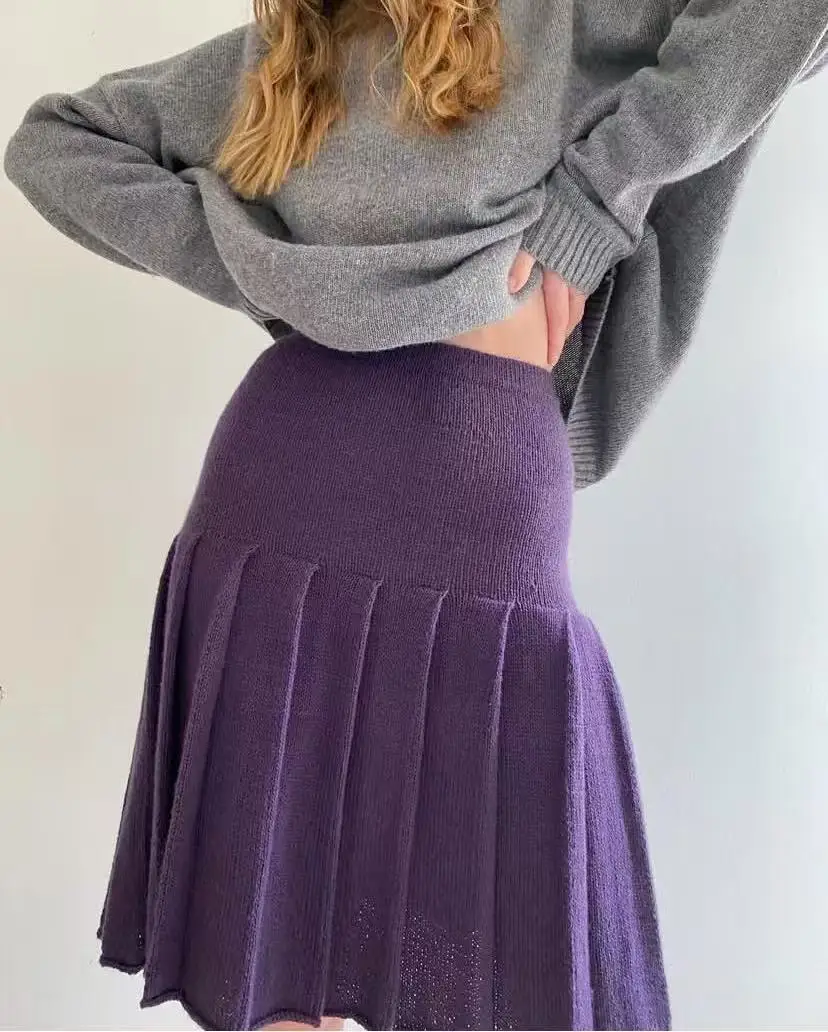 High waisted slimming versatile temperament retro pleated skirt for women, fashionable small stature, A-line Korean version view 3